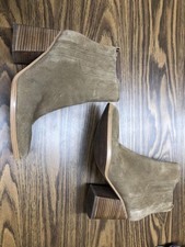 Marc Fisher LTD Boots Womens Size 9 Beige Suede Ankle Booties Block Heel MLOSHAY