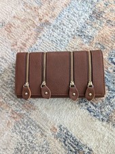 Multi Zip Accent Brown Ladies Wallet