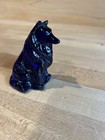 Mcm Vintage Mosser Cobalt Blue Art Glass Collie Dog Figurine