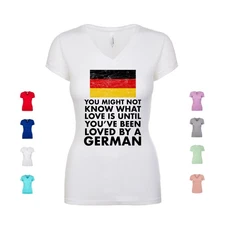Loved By A German love romance heritage pride culture Women's V Neck Shirt