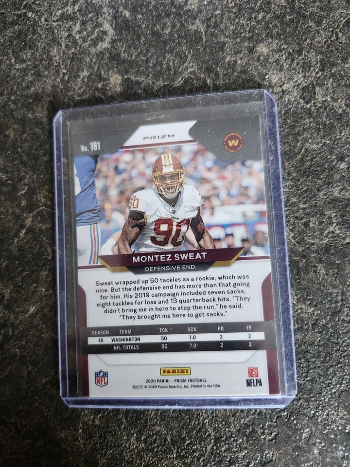 2020 Panini Prizm Red White Blue Montez Sweat Card# 181 - Image 2 of 2