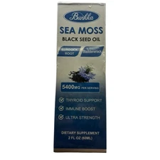Bunkka Sea Moss Black Seed Oil Dietary Thyroid Support Sealed 2 fl oz EXP: 03/26