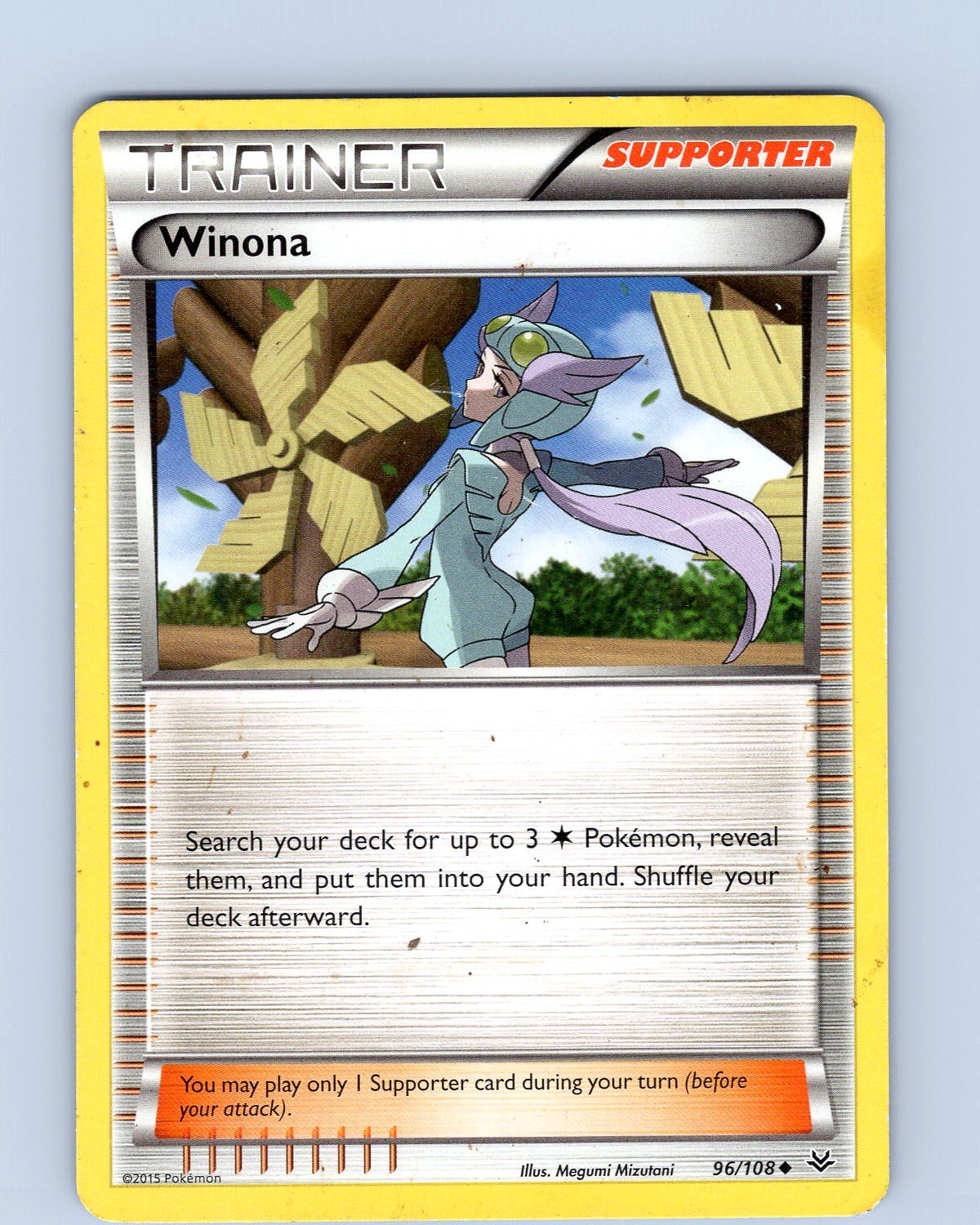 Pokemon TCG Winona XY Roaring Skies 96/108 Regular Uncommon Card Played MP