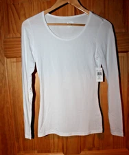 32 Degrees Heat Women White Scoop Top Long Sleeve Baselayer Lightweight - S  NWT