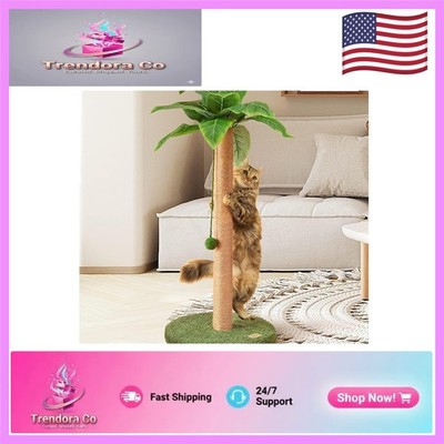 Elegant 33-Inch Tall Cat Scratching Post with Sisal Rope & Interactive Ball