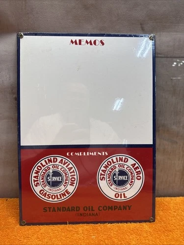 Box18*1 NOS Vintage Porcelain Enameled Metal Standard Oil Stanolind Aviation