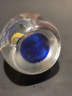 Blue Orange And Yellow Twisted Pattern Egg Shaped Art Glass Paperweight — photo 6