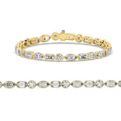 Labgrown Smaragd & runder & Marquise-Schliff Diamant in 9k Gelbgold 7 kt