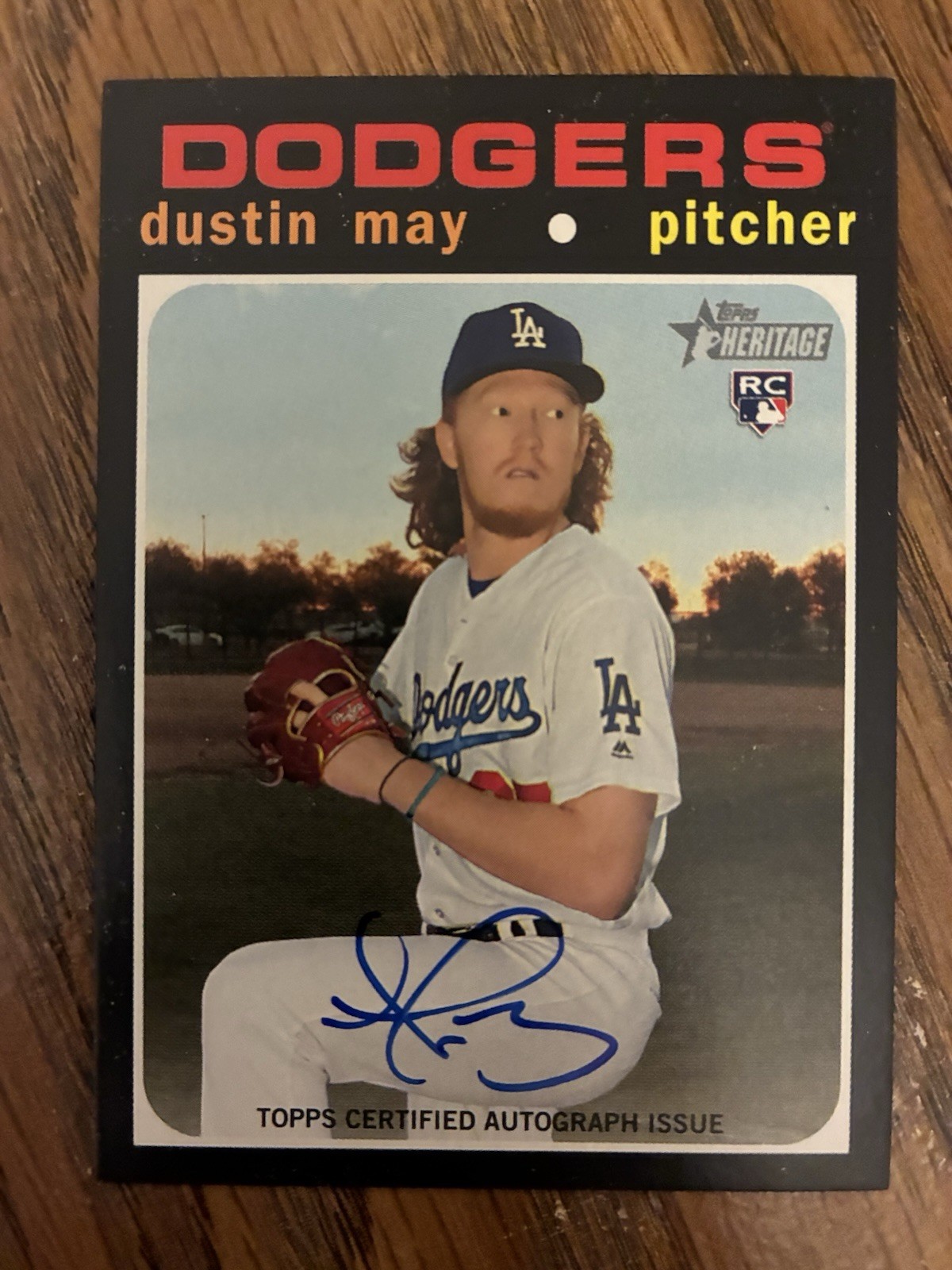 2020 Topps Heritage Real One Auto Rookie RC Dustin May #ROA-DM Dodgers