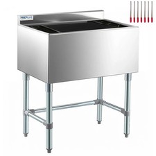 36" Stainless Steel Underbar Ice bin with 3" Backsplash, 12" bowl