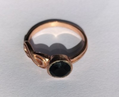 Vintage Rose Gold Plated Silver & Black Onyx Ring, Infinity Theme, N (16.92 mm)