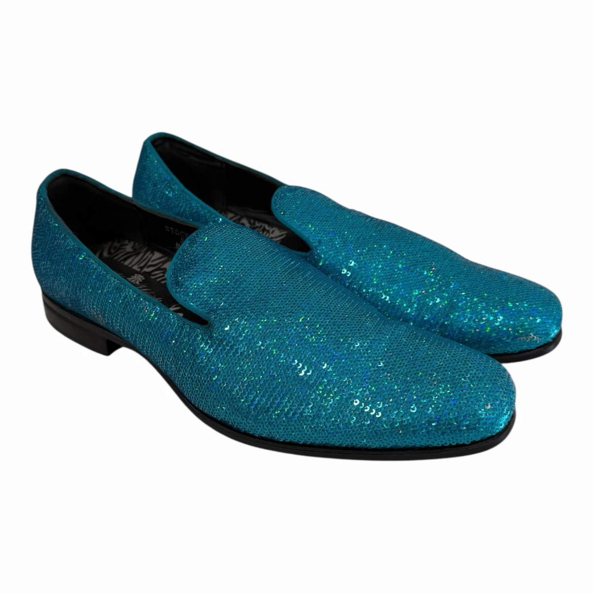 Blue Sequin Dress Shoes Blue Sequin Men's Fashion Shoes