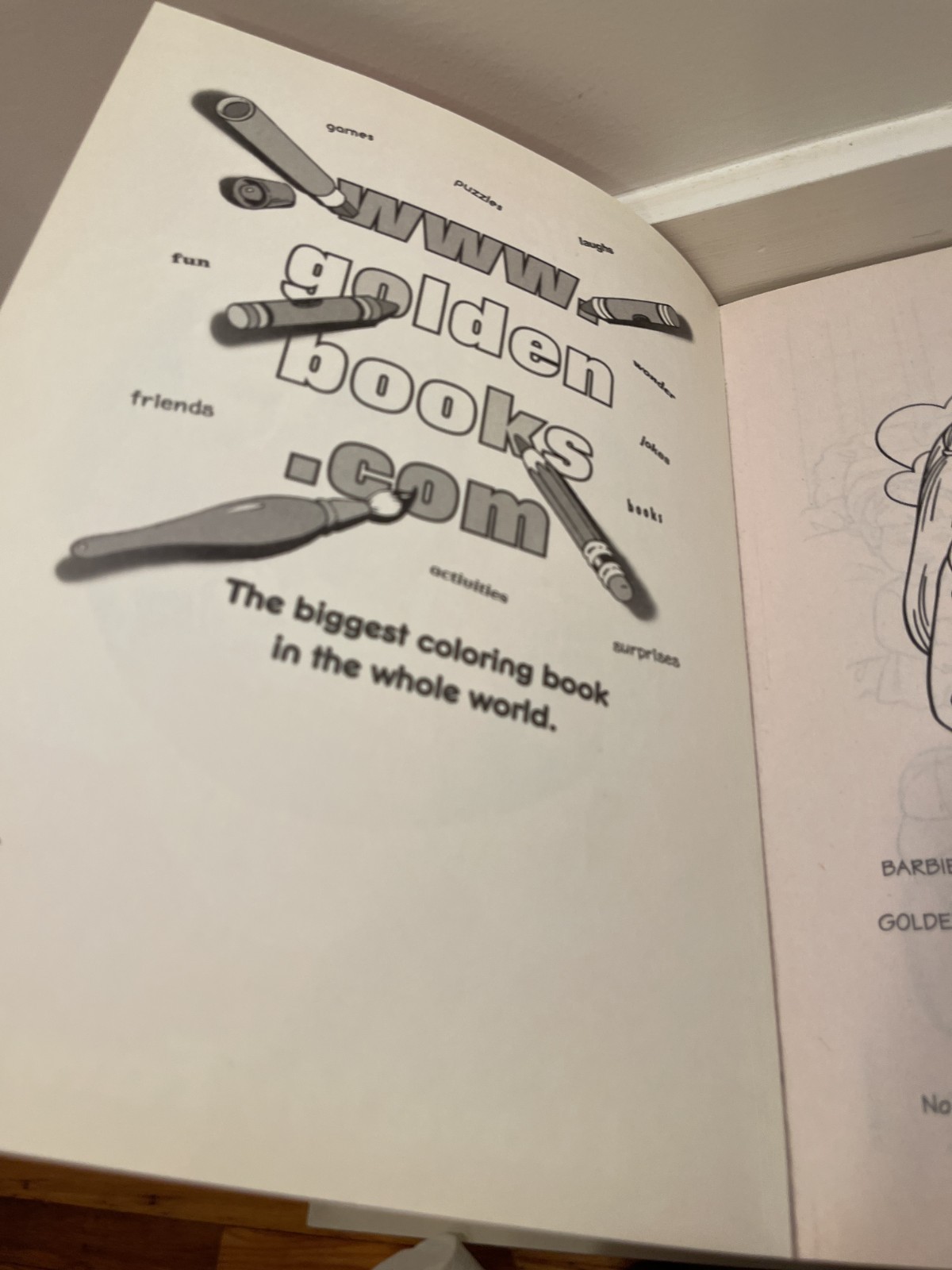 Vintage Barbie I Love my Family Golden Book Coloring Activity Book 2000