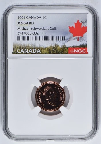1991 CANADA CENT NGC MS69 RD FINEST GRADED TOP POP