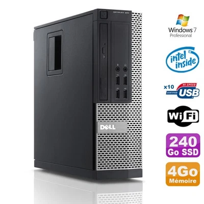 PC Dell Optiplex 990 SFF Intel G630 2.7GHz 4Go Disque 240Go SSD DVD Wifi W7 - Photo 1/4