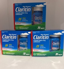 Lot of 3  Claritin 24hr Non-drowsy Allergy Tablets Loratadine 10mg 70ct Exp 3/27