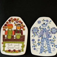 Set of Two Figgjo Flint Norway Norsk Design Folk Art Wall Plaques