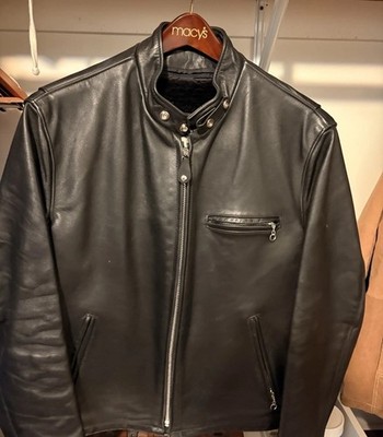 Schott NYC Cafe Racer Motorcycle Jacket 141, Size 42, Snap Collar, Made In USA