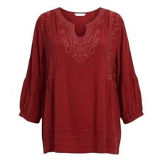 JOHN MARK Red Spice It Up Embroidered Tunic Top Boho Plus Size 3X NEW