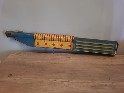 1940s Marx Tin Anti-Aircraft Machine Gun Wind Up Works