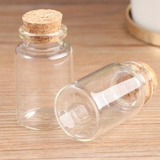 6Pcs Assorted Color Storage Glass Bottles with Cork Lid for Kitchen Use