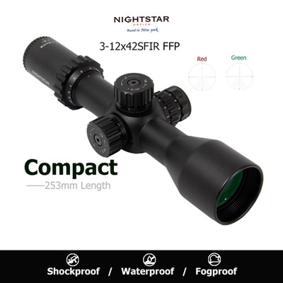 NIGHTSTAR 3-12x42FFP Compact First Focal Plane Illuminated Reticle Rifle Scope