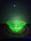 Vintage Green Ribbed Federal Uranium Glass Nesting Mixing bowl 6.75” Diameter