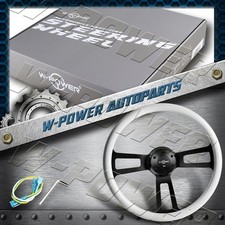 W-power 17 432mm White Wood Grip 5-hole Aluminum Black Spoke Steering Wheel W-power 17 432mm White Wood Grip 5-hole Aluminum Black Spoke Steering Wheel