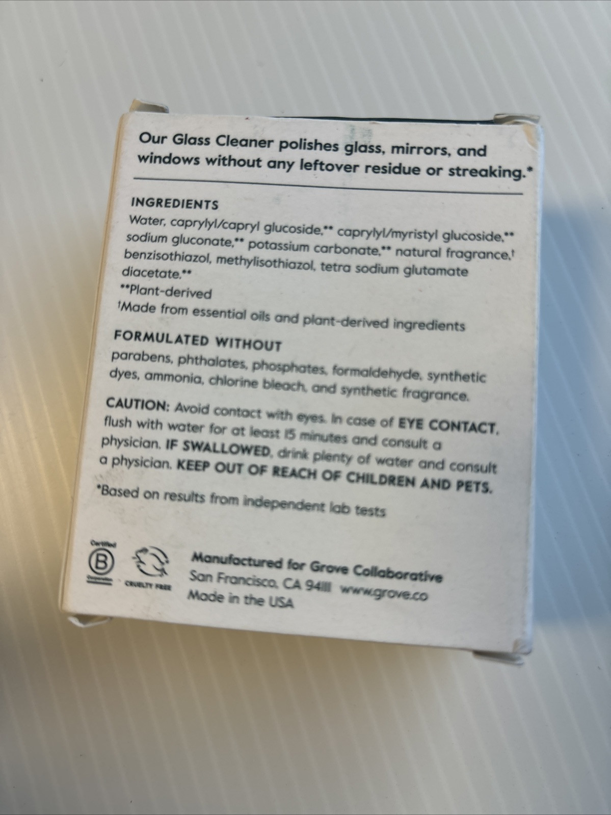 Grove Co. Glass Cleaner Concentrates Streak-Free (Citron & White rose) 2pk NEW