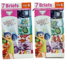2 x 7-PK 14 Disney INSIDE OUT 2 Girls Underwear/Panty/ Briefs 100 Cotton Size 6