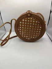 The Round Basket Sunset Beach Handmade Wowen Ata Grass Crossbody Bag