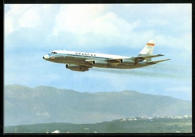 Flugzeug Convair CV 990 A Coronado der Spantax beim Start, Ansichtskarte 