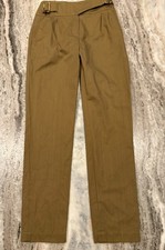 SEZANE OLIVE GREEN BUCKLE TRIM TAPERED LEG TROUSERS SIZE 34 US 2