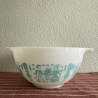 Vtg Pyrex AMISH BUTTERPRINT Cinderella Bowl 1-1/2 pint #441~Turquoise & White