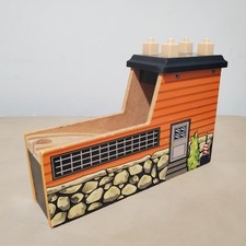 Wooden Railway Tunnel Bridge Orange Siding Stone Graphics Building Block Top