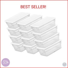 Sterilite 12-Pack 6 Quart Storage Boxes, Stackable Clear Plastic Bins with Snap-