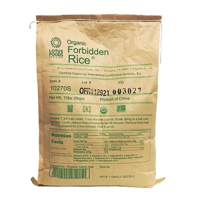 Lotus Foods Bulk Organic Forbidden Rice - Black Rice Organic, Purple R