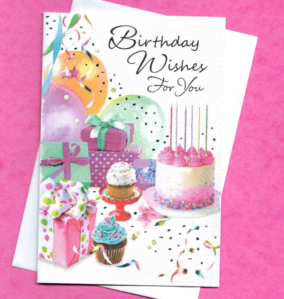 Birthday Card Wishes For You Cupcake Cake Female Ladies Lady For Her 19x13cm
