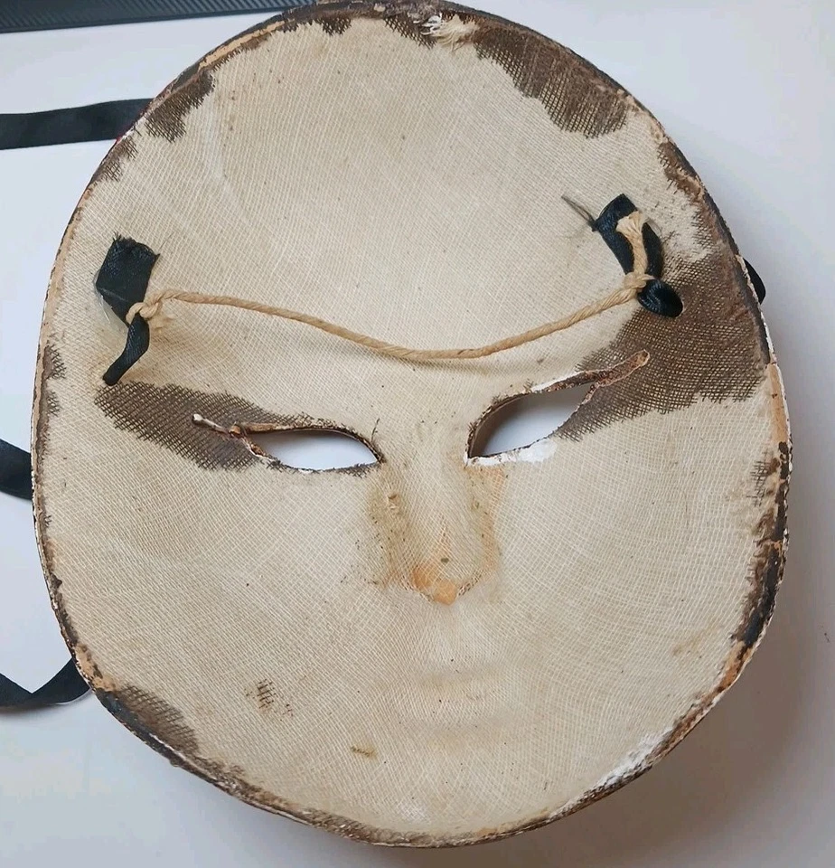 Venetian Masquerade Mask HandPainted Gold Red Green Carnival Costume Party Decor - Image 2 of 4