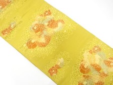 7798054: JAPANESE KIMONO JAPANESE NAGOYA OBI / CHIKUZEN HAKATA / WOVEN CAMELLIA