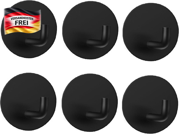 Handtuchhaken Selbstklebend Edelstahl Schwarz FüR Bad KüChe BüRo 6Er Set-image