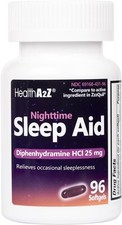 HealthA2Z Sleep Aid, Diphenhydramine HCl 25mg Softgels 96 Softgels 