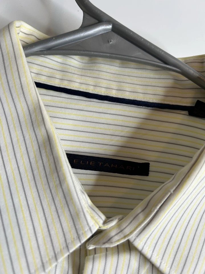 Elie Tahari Men’s Size 16.5 32/33 Long Sleeve Dress Shirt Yellow Gray 1446 - Image 2 of 4