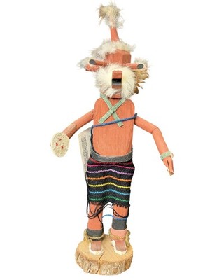 Glöckner Kachina Puppe handgeschnitzt bemalt Holz Southwestern Volkskunst Deko