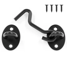 Privacy Hook and Eye Latch, Black Iron Barn Door Lock Cabin Hooks, Eye 3 Inch 1