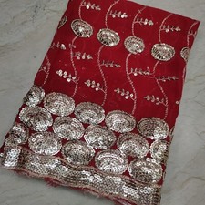 Exotic Indian Wedding Dupatta Sequins Scarf Beaded Georgette Bridal Veil Stole L