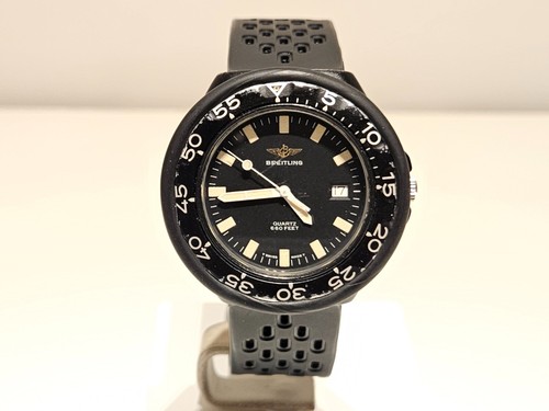 VINTAGE RARE SWISS MILITARY 40mm MEN'S BLACK PVD QUARTZ WATCH "BREITLING" 80210 - Picture 5 of 23