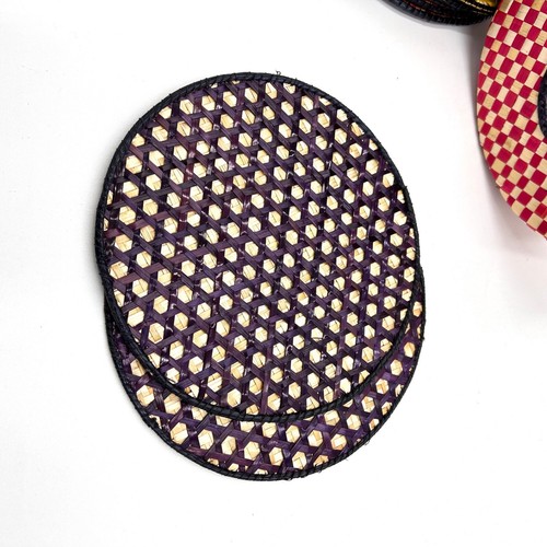 Vintage Woven Raffia Matt Set Multicolor Trivet Set with Container - Ratton - Picture 8 of 8