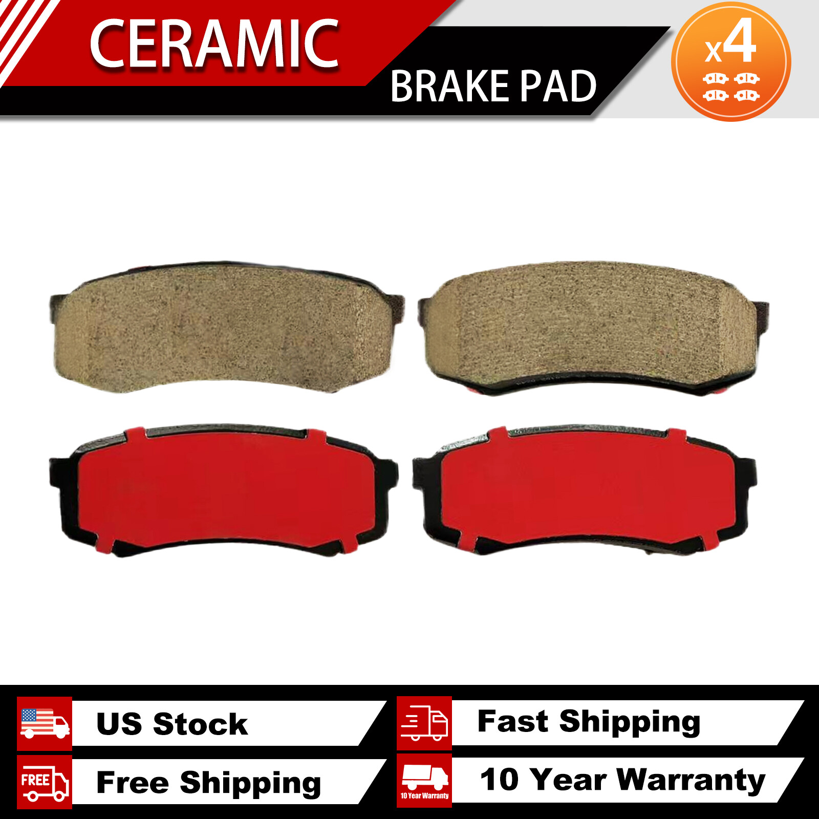 Rear Ceramic Brake Pads D606 Fit for Toyota FJ Cruiser 2007 - 2014