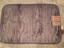 Dearfoams Faux Fur Embossed Cable Pattern Bath Rug Mat Grey, 18 x 27 -